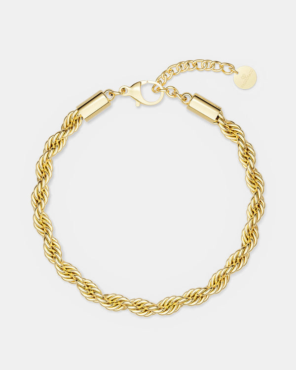 A polished stainless steel chain in 14k gold from Waldor & Co. One size. The model is Olmo Chain Polished 